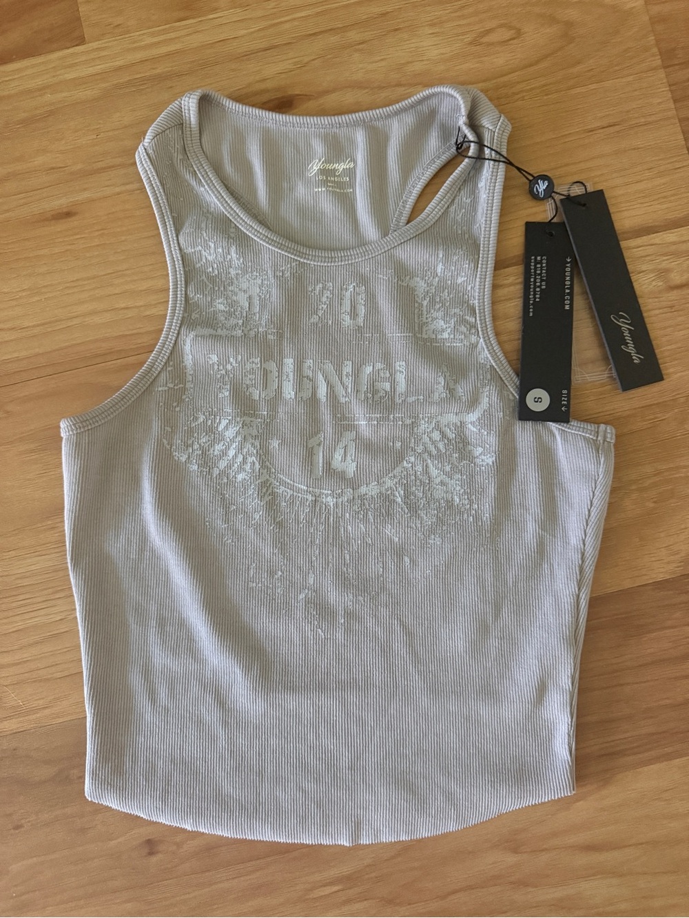YoungLA Light Gray Ribbed Racerback Tank
